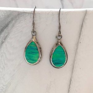 Teardrop Green Opalite Earrings